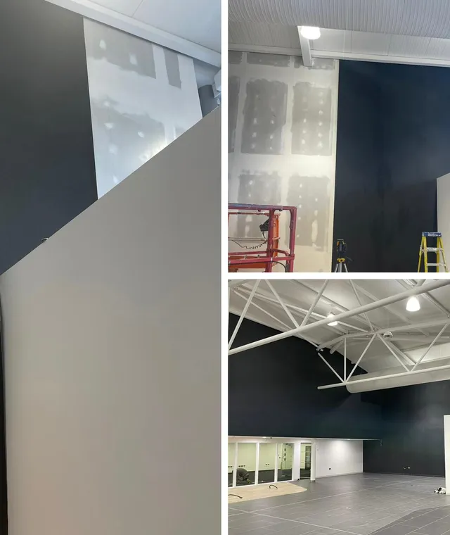 Saxby Decor commercial spraying and taping work in progress in Derby